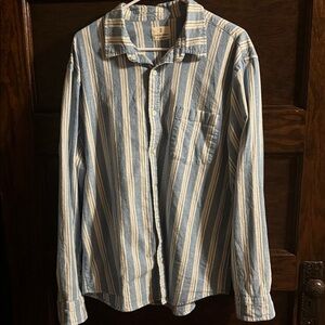 Mutual Weave, Blue and White Striped Men's Shirt, XL
